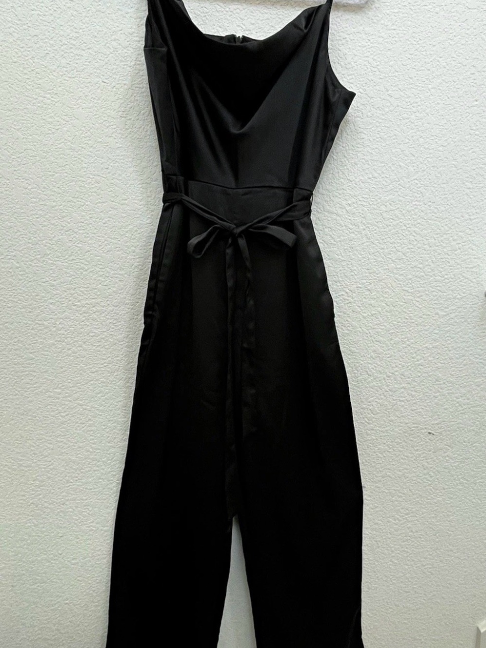 H&M Black Sleeveless Jumpsuit with Waist Tie Belt